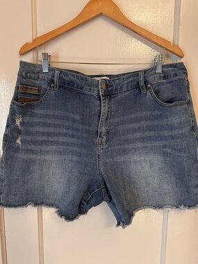 Lane Bryant Women's Blue Denim Cutoff Shorts - Casual Frayed Hem